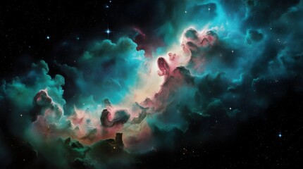 Fototapeta premium Vibrant and Colorful Space Galaxy Cloud Nebula with Starry Night Cosmos Background, Supernova Explosion in Universe, Stunning Astronomy and Science Wallpaper