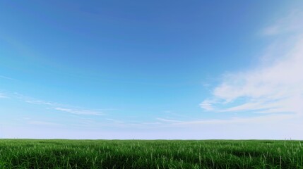 Obraz premium Tranquil Morning: Blue Sky Over Green Meadows