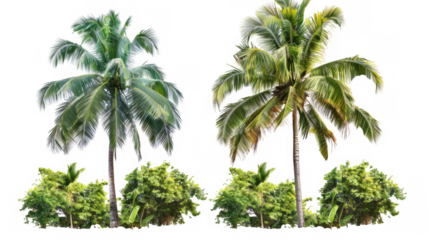 Two Tropical Trees with Lush Green Foliage
