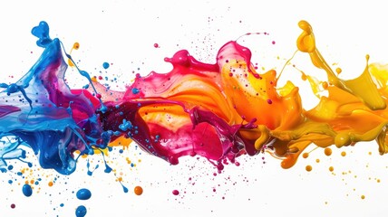 Naklejka premium Vibrant splash of colorful paint on white background