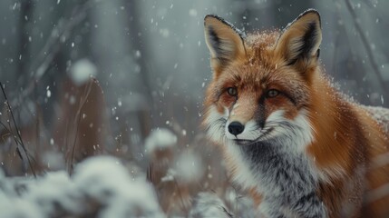 Obraz premium Red Fox in Winter Wonderland