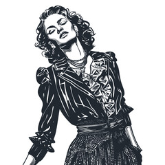 Woman in elegant jacket, fashion illustration, vector illustration