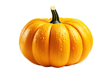 Yellow Ripe halloween pumpkin on transparent background 
