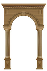 Naklejka premium Wooden arch of portal door with columns