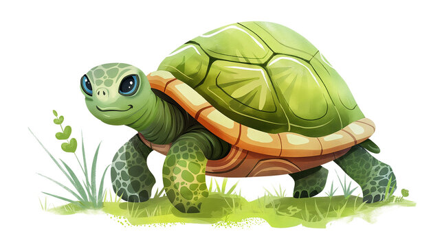 recommend clip art: A cute Cartoon Turtle isolated on a transparent background