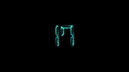 abstract cyan color neon light countdown seventeen number electric line  4k illustration on black background.