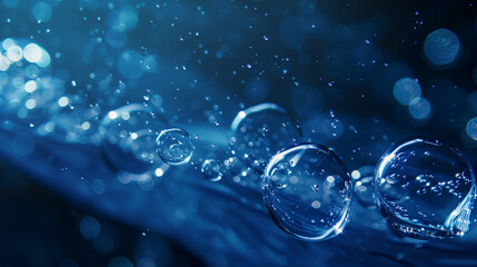 A blue background with many bubbles floating in the air