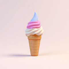 3d ice cream icon with colorful background