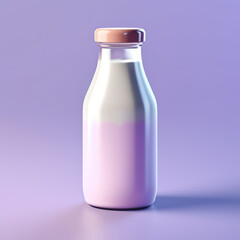3d milk bottle icon with colorful background