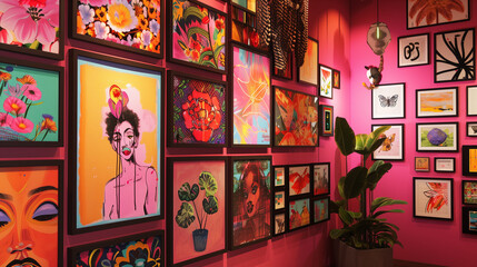 Obraz premium Diverse Art Collection Display Bright and Colorful
