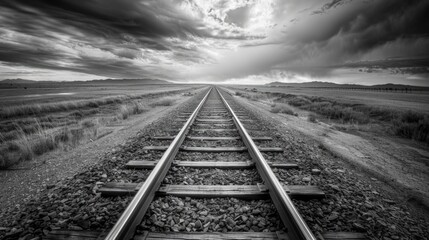 Obraz premium Railroad tracks going to the horizon