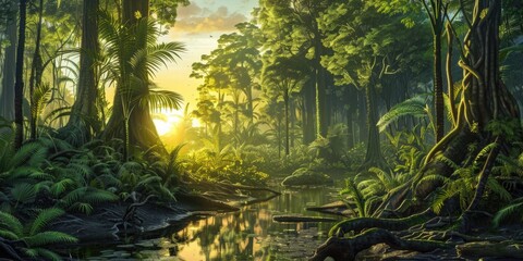 Rainforest in the Triassic period.
