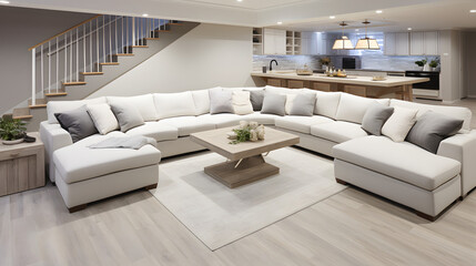Modern white, clean living room