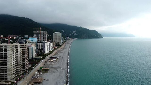 Beach in Gonio, Georgia filmed from drone