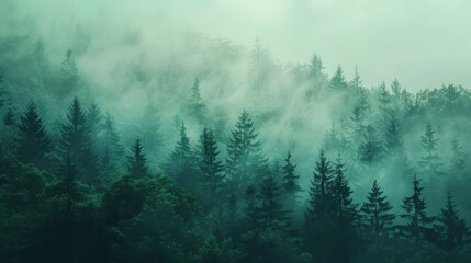 forestcovered mountainside at twilight close up, focus on, copy space, lush green tones, Double exposure silhouette with Medusa