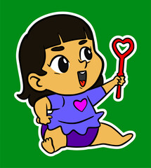Baby Playing Doodle Sticker Illustration