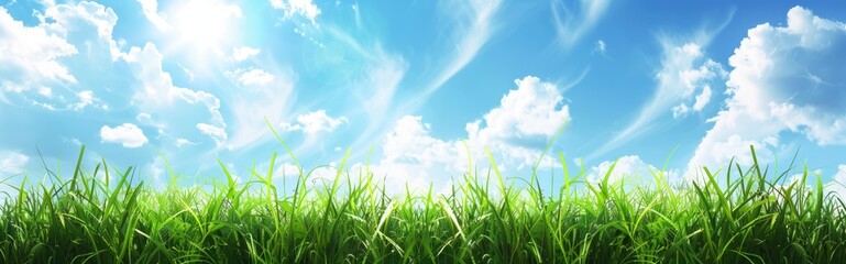 Obraz premium Green Grass and Blue Sky: A Summer Idyll