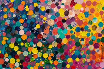 Vibrant abstract background featuring multicolored acrylic paint bubbles