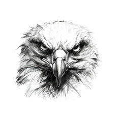 Stunning pencil sketch of an eagle head with intense eyes, showcasing detailed feathers and fierce expression. Ideal for nature, wildlife, and artistic projects.