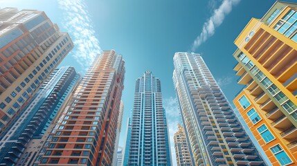 Fototapeta premium Diverse Urban Landscape of Modern Highrise Buildings in City Skyline