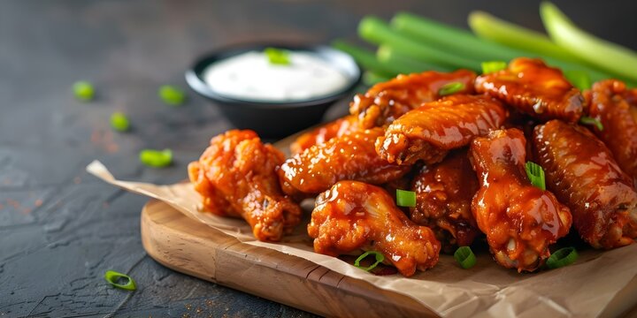 Boneless chicken wings in savory buffalo BBQ sauce a delicious delight. Concept Chicken Wings, BBQ Sauces, Delicious Delights, Savory Bites