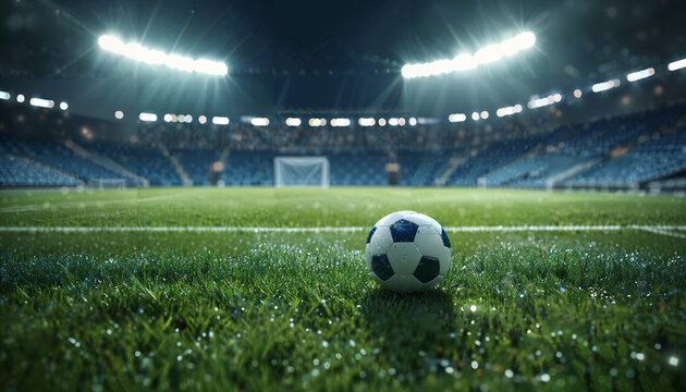 Stade de football sous les projecteurs