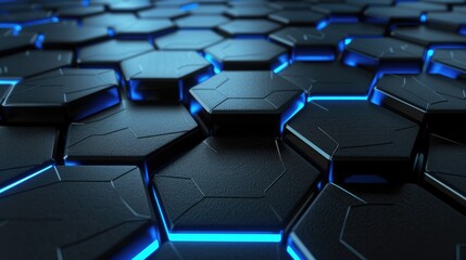 Obraz premium Abstract Hexagon Pattern with Glowing Blue Lines