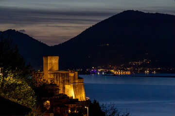 The castle of Lerici right after sunset, Liguria, Italy