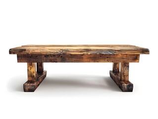 Rustic Wooden Table With Detailed Grain on White Background for Product Presentation