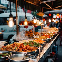 Obraz premium Evening Festival Food Truck Offers Delicious Eats