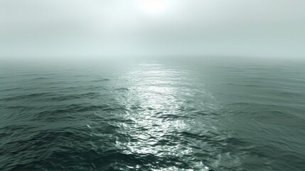 Obraz premium Foggy seascape with sea and sky 3d rendering