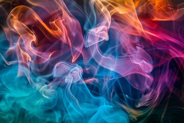 Fototapeta premium Vibrant abstract background featuring fluid smoke patterns in a vivid multicolor palette