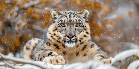 Obraz premium Snow leopard in natural habitat