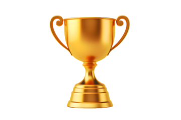 Gold trophy cup isolated on transparent background