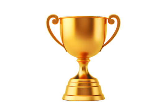 Gold trophy cup isolated on transparent background