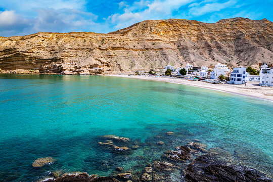 Qantab beach, a popular tourist destination near Muscat, Oman