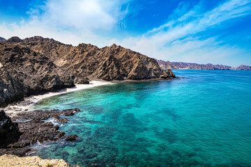 Qantab beach, a popular tourist destination near Muscat, Oman