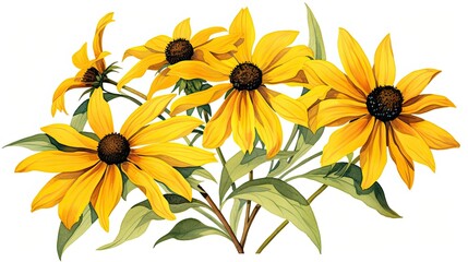 Naklejka premium yellow flowers on white background