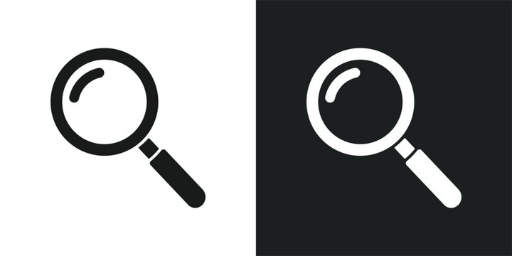 Magnifying glass icon illustration. Simple seek symbol. Isolated graphic illustration loupe and lens in vector design style