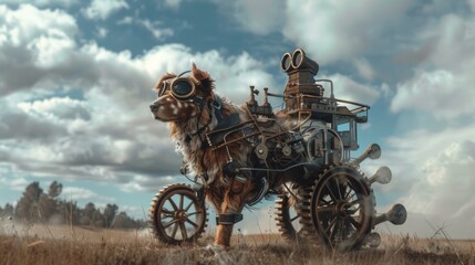 Obraz premium Steampunk Aussiedoodle.