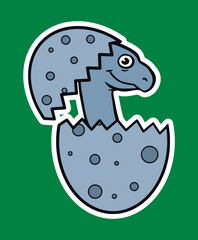 isolated egg dinosaur sticker cartoon illustration