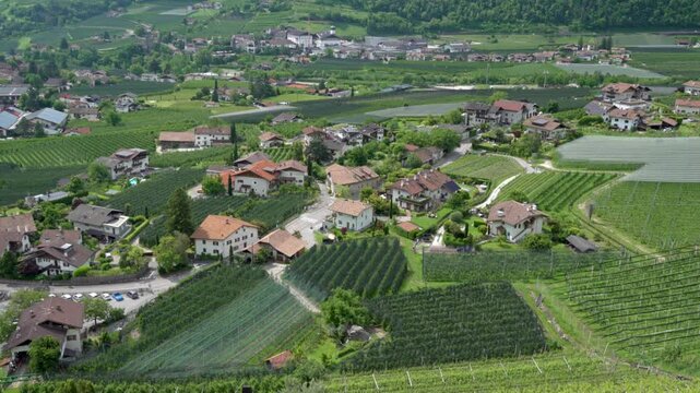 A part of Algund - Lagundo, South Tyrol, Italy seen from above
