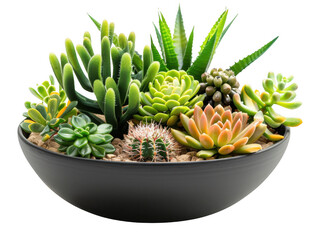 Fototapeta premium Succulent and Cacti Arrangement in Ceramic Bowl