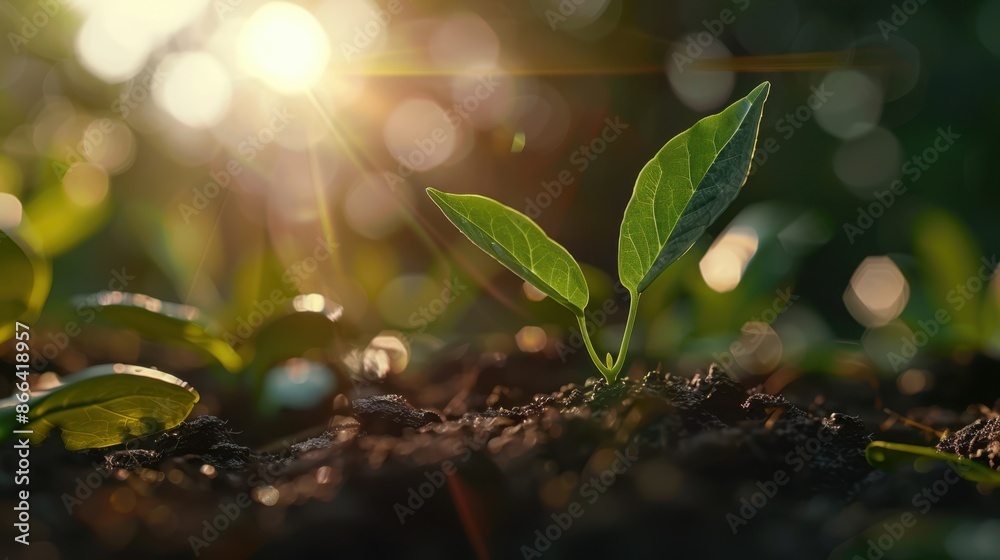 Wall mural the young green seedling