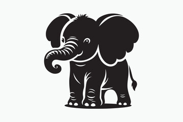 Baby elephant silhouette vector art illustration