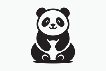Cute panda silhouette vector illustration