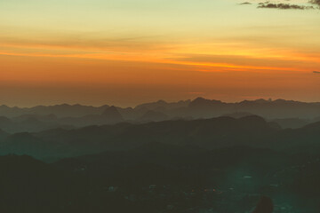Happiness of mountain in sunset or sunrise