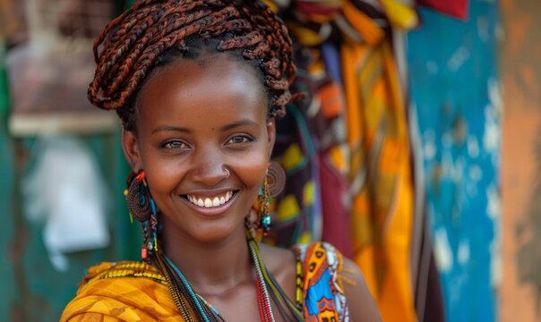 Kenyan woman with braids and a bright smile