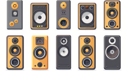Fototapeta premium Set of icons representing speakers. Volume control symbol. Icon for a loudspeaker. Sound symbol.
