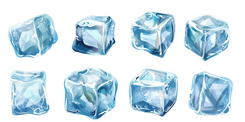 Obraz premium Frosted ice cubes are isolated on a transparent background.
